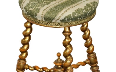 Italian stool on gilt barley twist legs