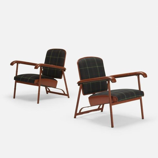 Jacques Adnet, lounge chairs, pair