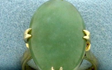 Jade Solitaire Statement Ring in 14k Yellow Gold