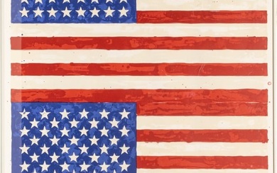 Jasper Johns (American, B. 1930) Offset Lithograph Poster, Ca. 1979, "Two Flags (Whitney Museum)", H