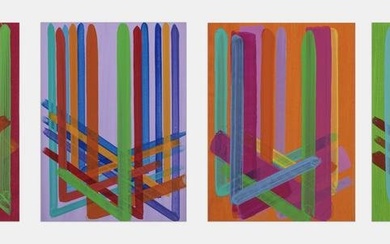 John Copnall (British, 1928-2007) Criss Crossing: Pink, Purple, Orange and Green the largest 35 ...