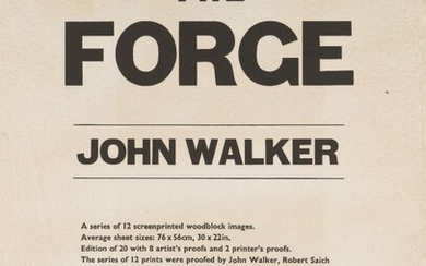 John Walker, British b.1939- The Forge, 1990; 12 screenprinted woodcuts on du Chene Colombe wove, each signed, dated and numbered 7/8 AP in pencil, printed by Advance Graphics, London, published by Waddington Graphics, London, each 75 x 55 cm...