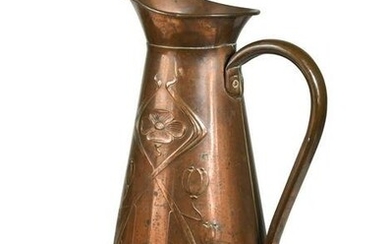 Joseph Sankey & Sons, an Art Nouveau copper pitcher