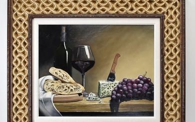 Karen Johnson Cheese and Wine Oil Painting