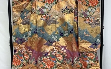 Kimono, wedding Uchikake - Cotton, Silk - Bride wears - Magpie and auspicious crane - Japan - Mid 20th century