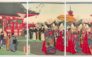 'Kinryusan Asakusa, the Famous Places of Tokyo' 東京名所之内 浅草金龍山図 - Hiroshige III Utagawa (1842-1894) - Japan - Meiji period (1868-1912)