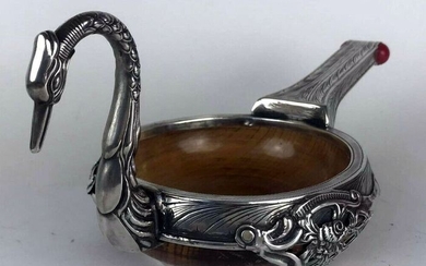 Kovsh Swan - .875 (84 Zolotniki) silver - Feodor Ruckert - Fabergé workmaster - Russia - Late 19th century