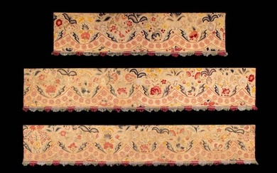 LATE ARTS & CRAFTS MOVEMENT HAND EMBROIDERED VALANCES, 1920s