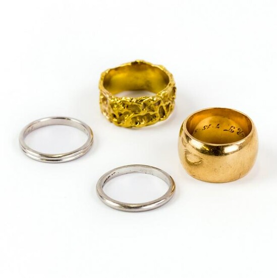 LOT 14k Gold & Platinum Vintage Wedding Band Rings