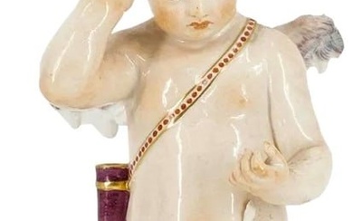 Large 7 3/4" Meissen Porcelain Cupid Cherub Figurine