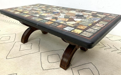 Large Specimen Marble Top Coffee Cocktail Table. Thick
