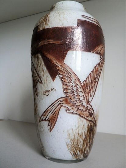 Legras - Vase decorated with seagulls