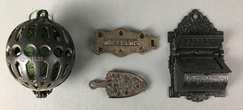 Lot of Antique Kitchen Accessories : Cast Iron Match