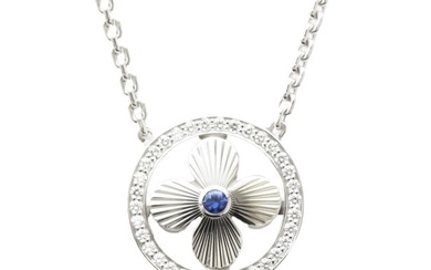 Louis Vuitton Pendant Sun Blossom Necklace White Gold (18K) Sapphire Men Women Fashion Pendant