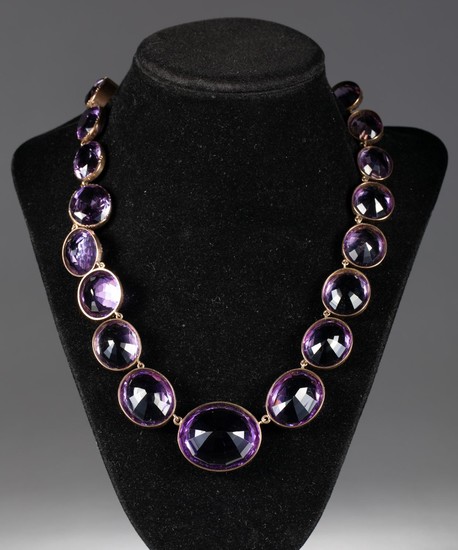 Low Karat Gold and Amethyst Riviere Necklace, 19th Century FJF2