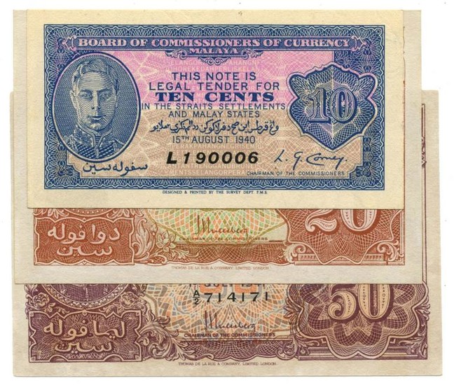 MALAYA George VI 1940 10-Cents L190006, 1941 20-Cents