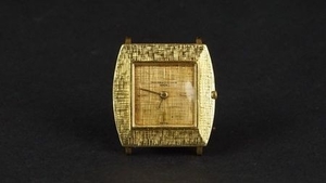MID SIZE VACHERON & CONSTANTIN 18ct GOLD VINTAGE WRISTWATCH, square linen two tone gold dial with gold hour markers and hands,...