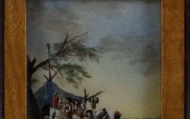 MINIATURE PAINTING “THE CAMP” - 19th century, gouache on paper.