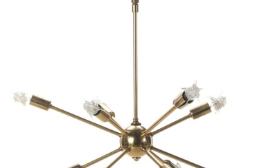 Majestic M.S. & S. Co. Brass Sputnik 12 Arm Chandelier, Mid-20th Century