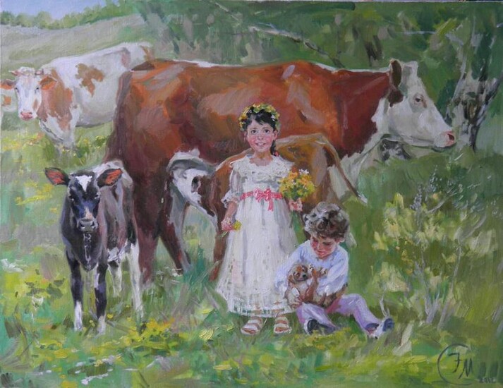 Maria Polyakova - Calf, oil on canvas 33"x44" European