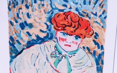 Maurice de Vlaminck (*1876-1958) "Femme au chien",Lithographie en couleur, Pierre Mac Orlan "Vlaminck", Mourlot, Sauret...
