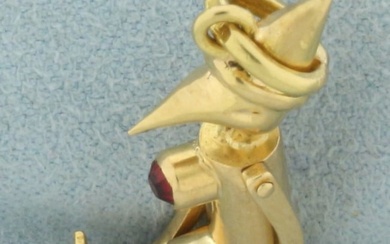 Mechanical Movable Pinocchio Charm or Pendant in 18k Yellow Gold
