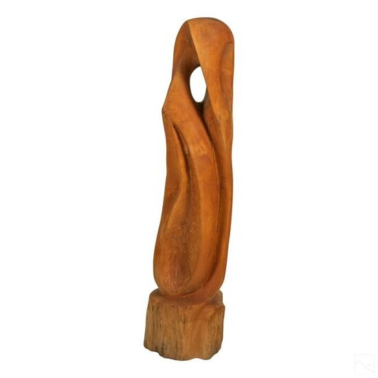 Mid Century Modern Abstract Carved Wood Sculpture