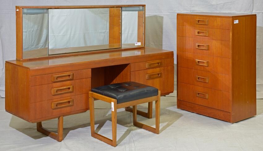 Mid Century Modern Dresser, Chest & Stool
