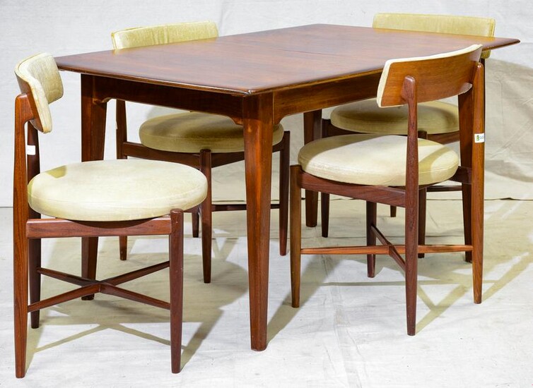 Mid Century Rectangular Table & 4 Round Chairs