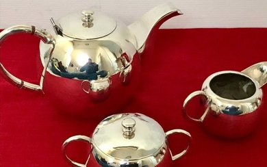 Milk jug, Sugar pot, Teapot (3) - .900 silver - Arturo Medina - Bogota - Colombia - First half 20th century