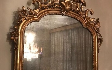 Mirror - Baroque style - Soft wood - Mid 19th century