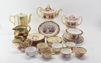 Miscellaneous Group of Pink and Copper Lustre