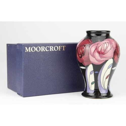 Moorcroft 'Bellahouston' Vase. By Emma Bossons. Has a red do...