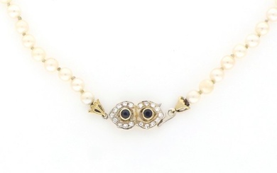 '' NO RESERVE PRICE '' Akoya pearls, Gold, White gold - Necklace Sapphires - Diamonds