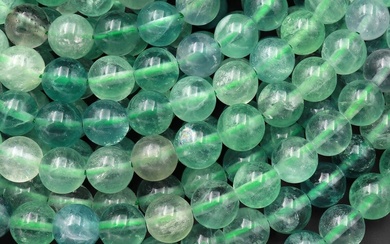 Natural Green Fluorite Gemstone 8 mm Round Smooth Plain Beads...