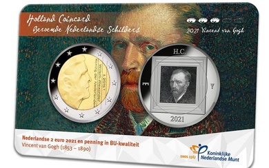 Netherlands. 2 Euro 2021 "Vincent van Gogh" (met zilveren penning)