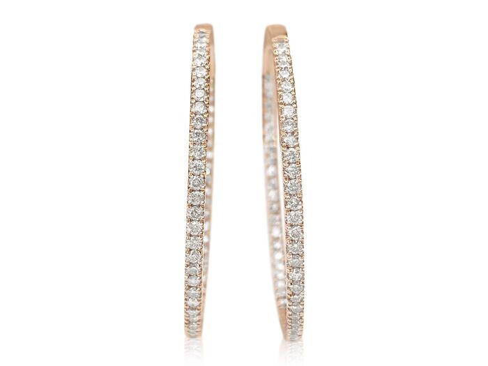 No Reserve - 1.03 Fancy Light Pink Diamonds - 14 kt. Pink gold - Earrings