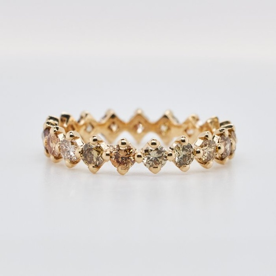 No Reserve Price - 1.55 tcw - Light to Fancy Mix Yellow - Brown - 14 kt. Yellow gold - Ring Diamond