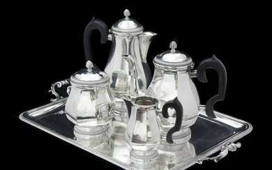 OLIER CARON - FRENCH ART DECO STERLING SILVER TEA /