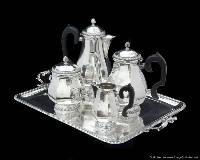 OLIER CARON - FRENCH ART DECO STERLING SILVER TEA /