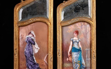PAIR of FRENCH PAINTED ENAMELED PLAQUES