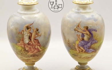 Pair Of 19th C. French Baccarat Opaline Vases, Signed