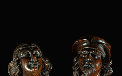 Pair of 18th century German Black Forest Applique Busts