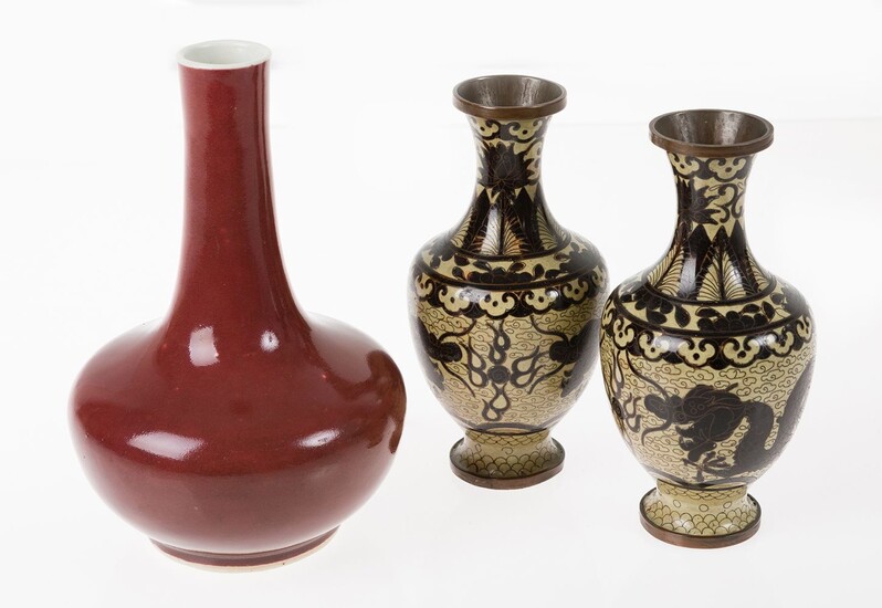 Pair of Chinese cloissonée enamel vases early 20th c.
