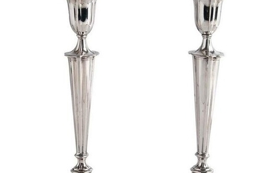 Pair of English sterling silver candlesticks - Chester