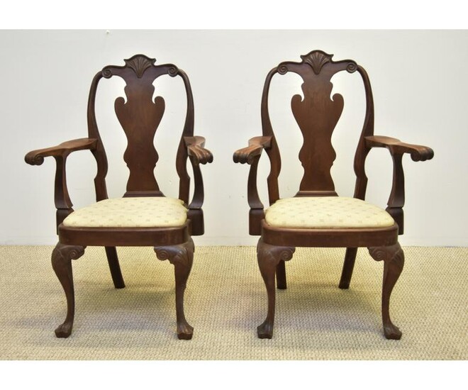 Pair of Queen Anne Style Arm Chairs