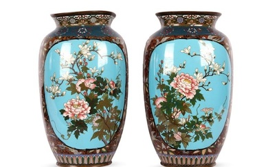 Pair of cloisonne vases, Japan, Meiji period, 1868-1912