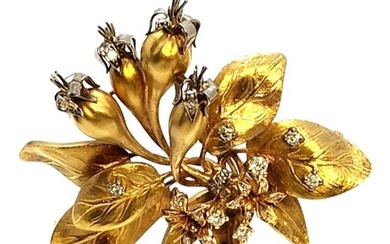 Pendant Vintage 18k Gold and Diamond Large Brooch
