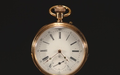 Pocket watch in 14k gold, total weight 77.6 g.
