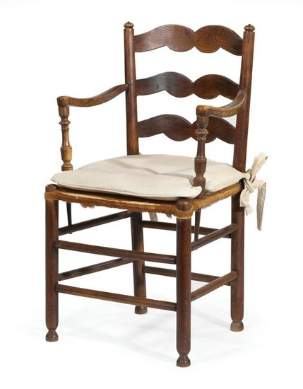 Provincial Fruitwood Ladder-Back Armchair